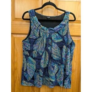 Rafaella Women's Large Top Sleeveless Sheer Fully Lined Pullover Round Neck